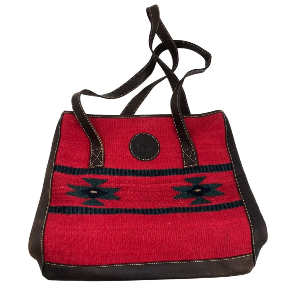 Born Textile Wool and Leather Western Aztec Print Handbag Purse‎ Tote